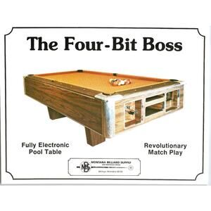 Vintage 1970s The Four-Bit Boss Electronic Pool Table Flyer Montana